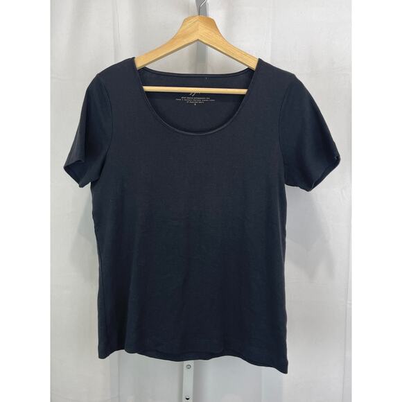 J. JILL Short Sleeve Compassion Tee Crew Neck Cotton Knit Black Size S - Picture 1 of 10